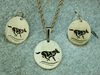 wolf earrings and pendant